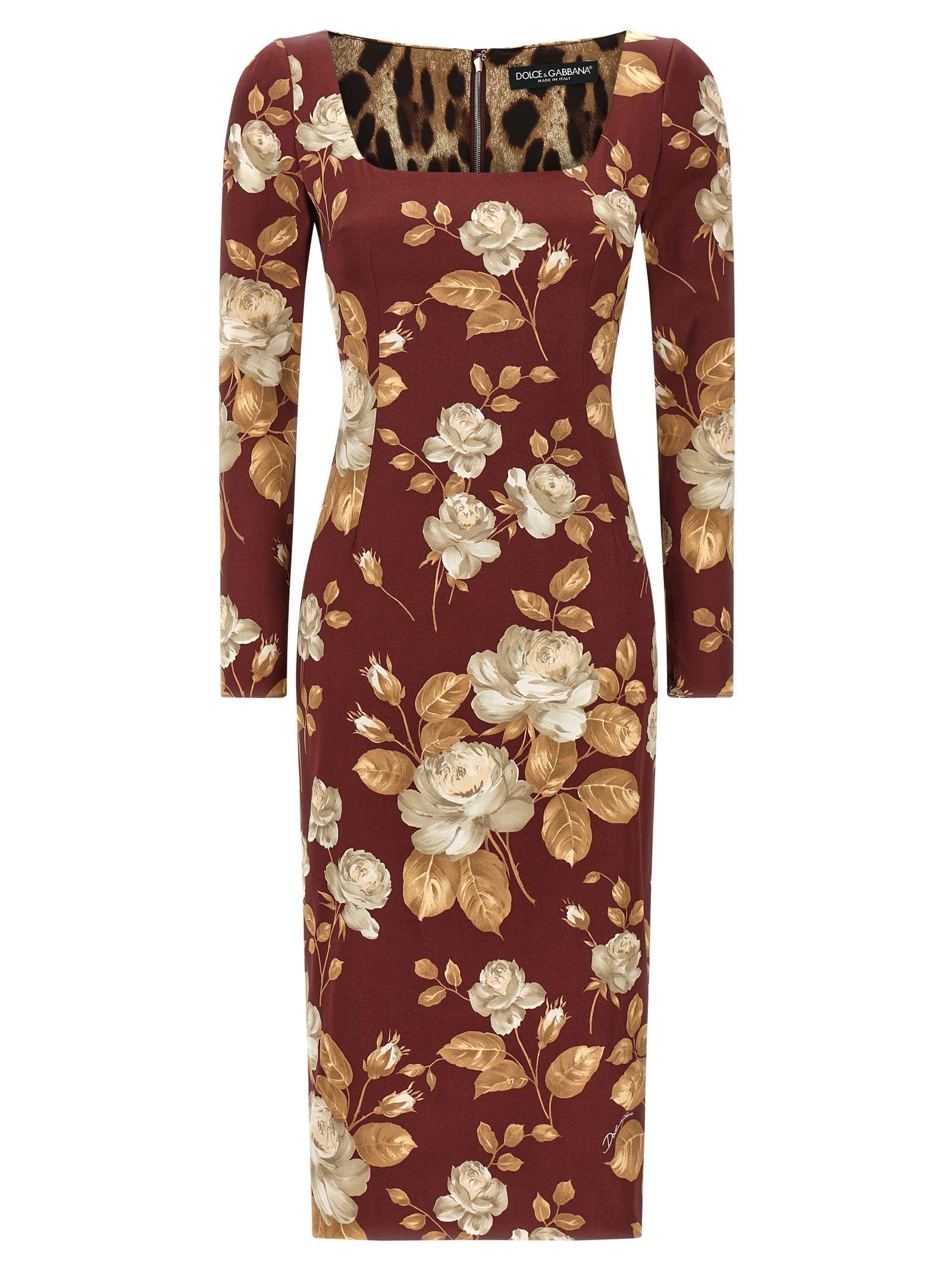dolce & gabbana rose print dress