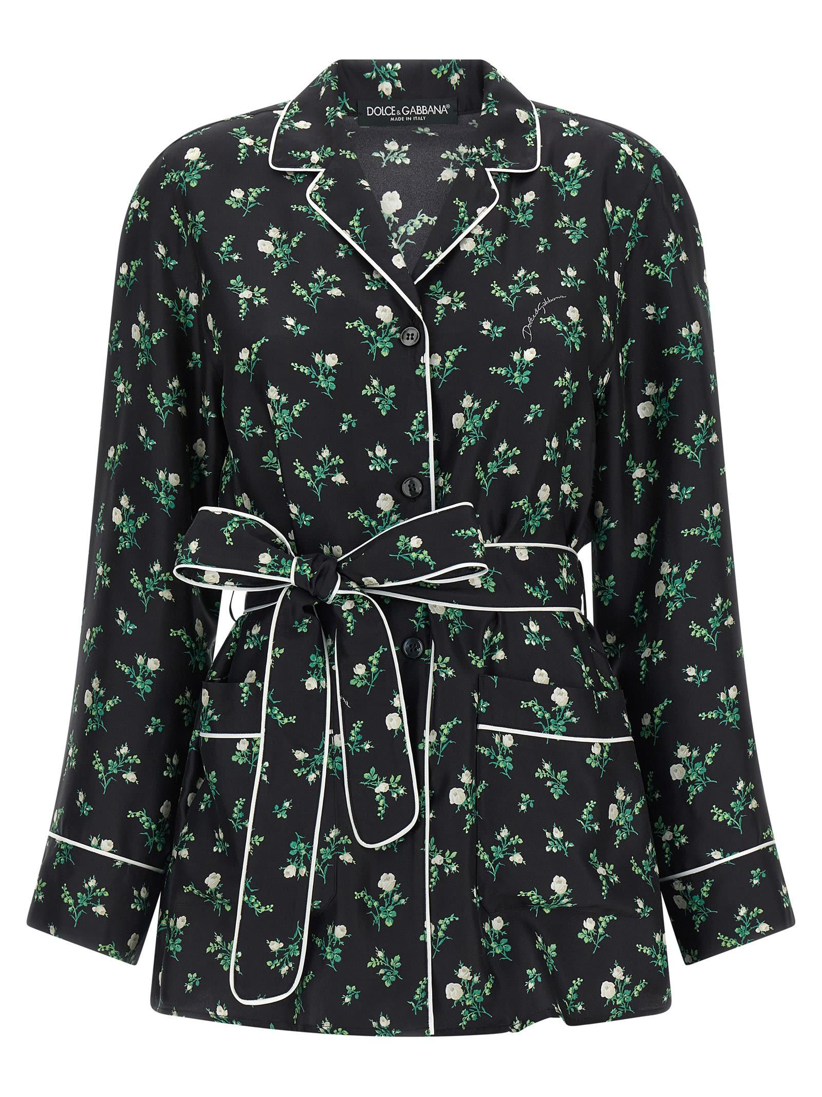 dolce & gabbana roselline and lily of the lilies of the flowers printed shirt