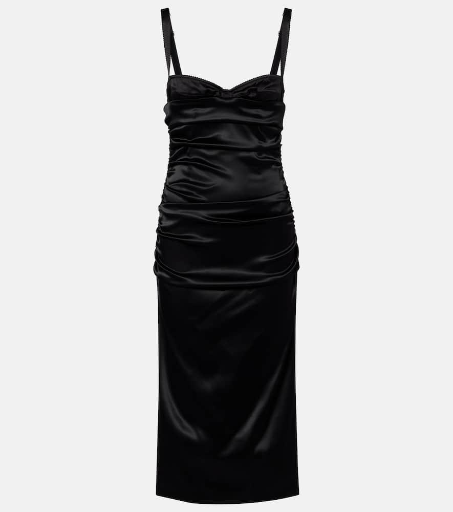 dolce & gabbana ruched satin bustier dress