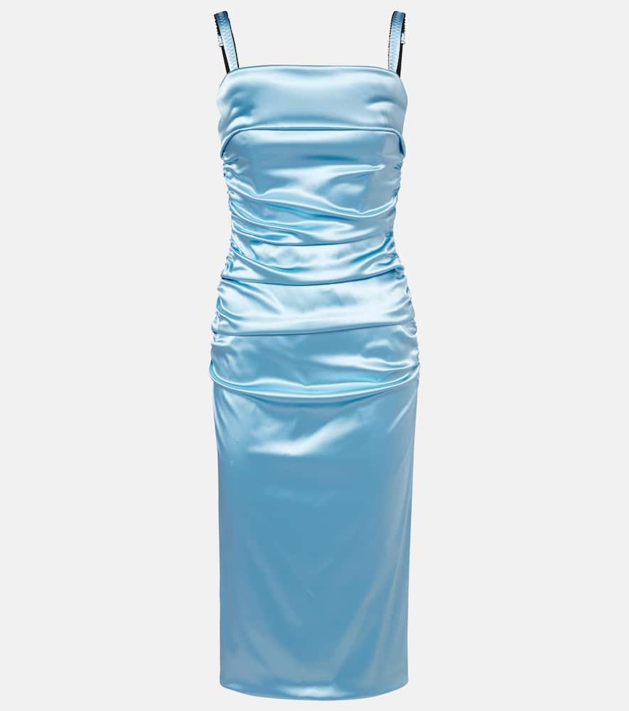 dolce & gabbana ruched satin cocktail dress
