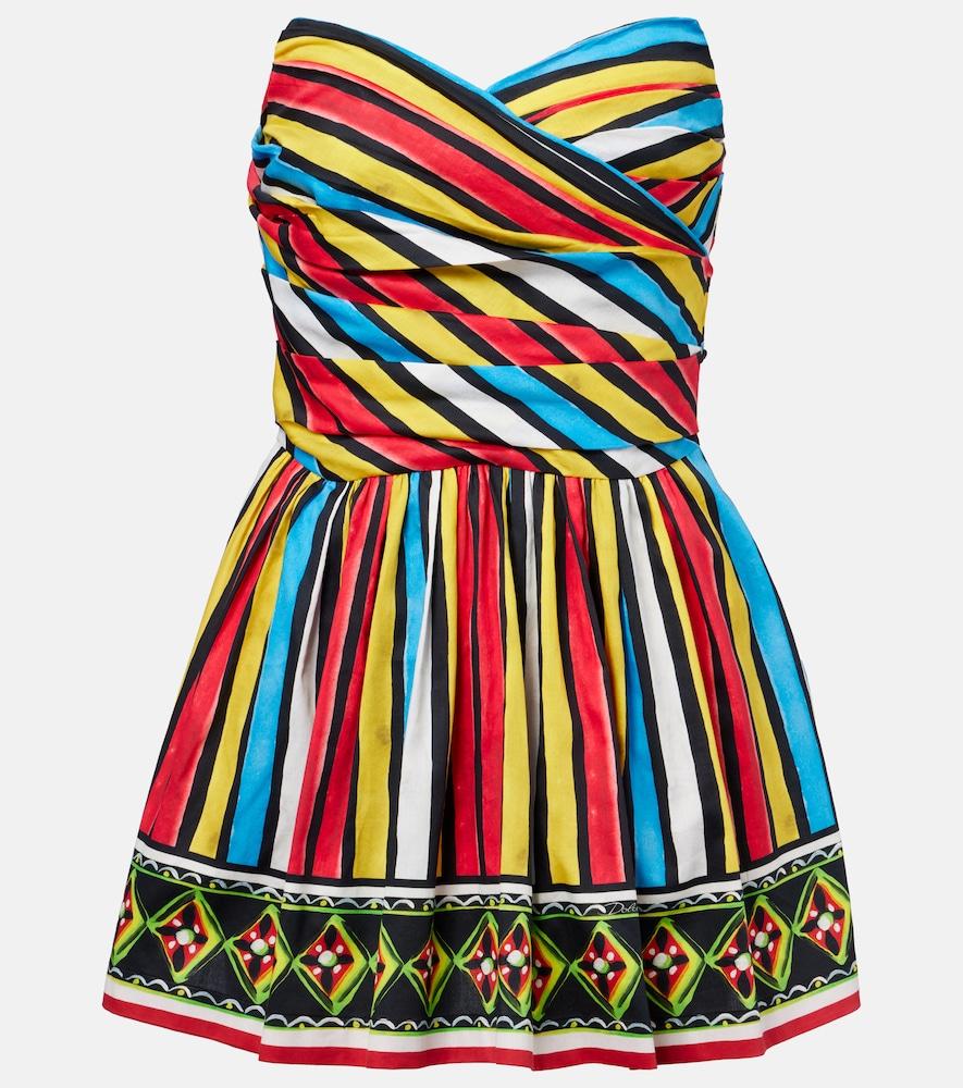 dolce & gabbana ruched striped minidress
