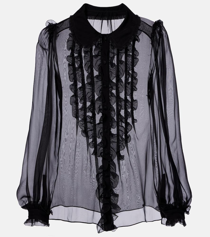 dolce & gabbana ruffled sheer silk blouse