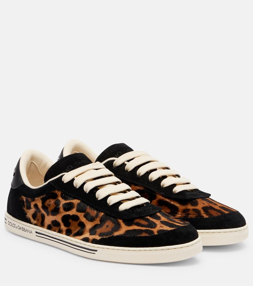 dolce & gabbana saint tropez light suede-trimmed calf hair sneakers