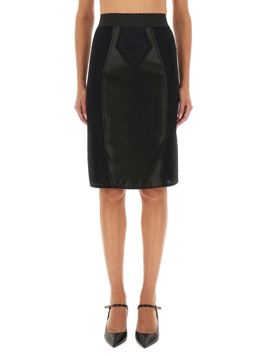 dolce & gabbana satin and powernet midi skirt