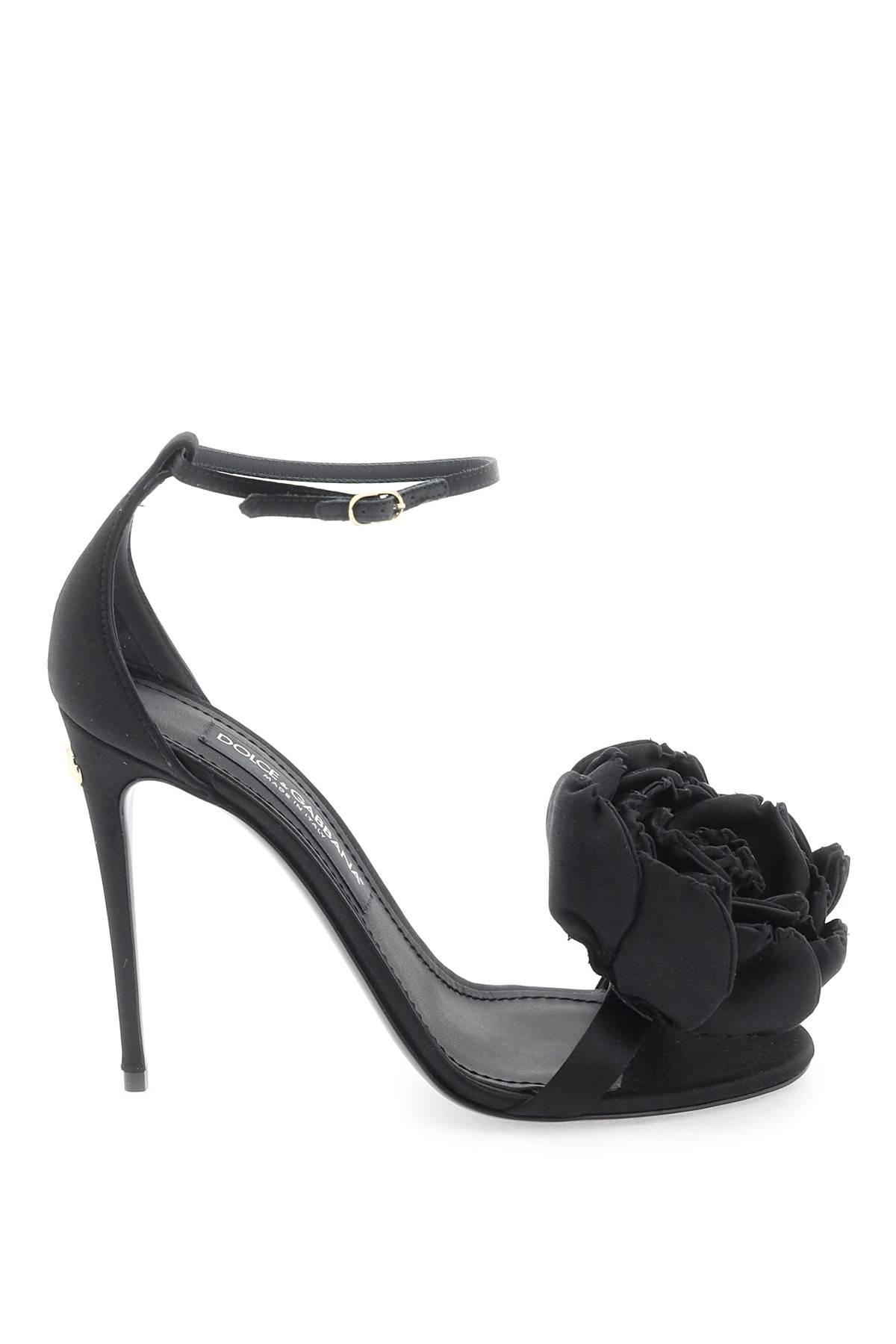 dolce & gabbana satin sandals with floral application