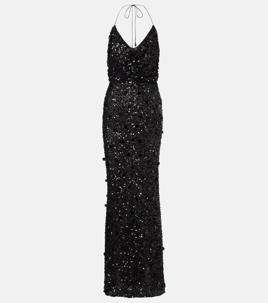 dolce & gabbana sequined halterneck gown