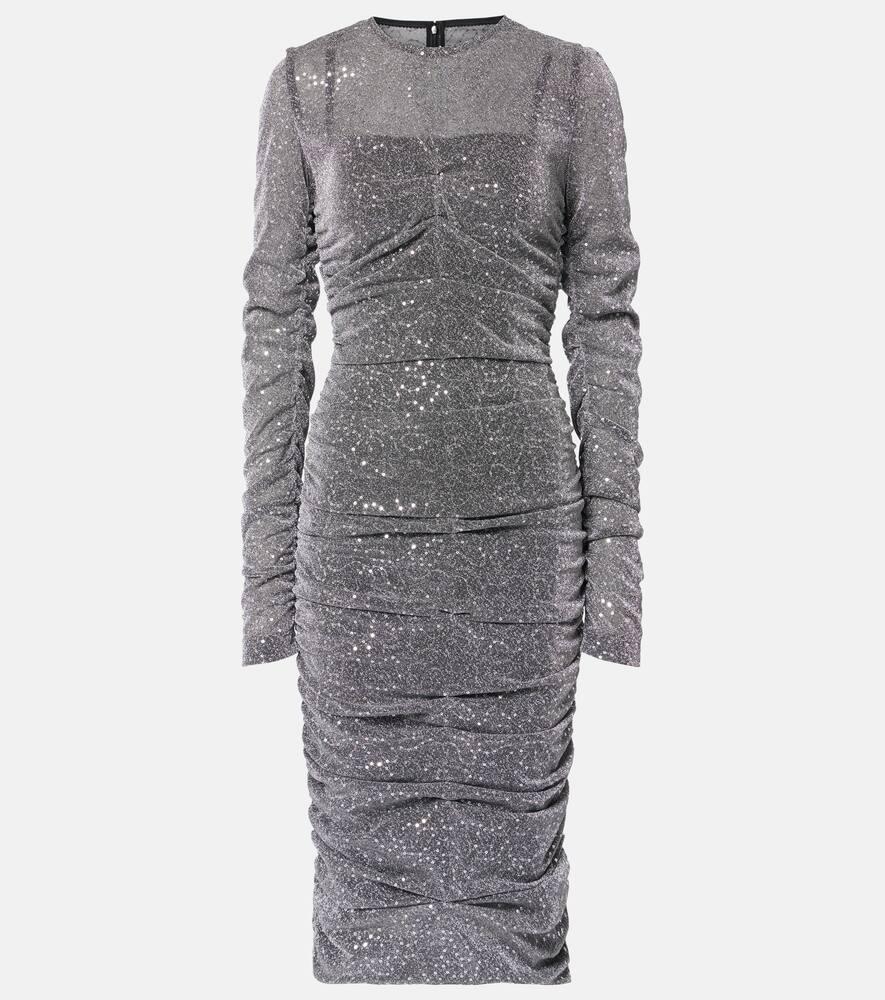 dolce & gabbana sequined ruched midi dress