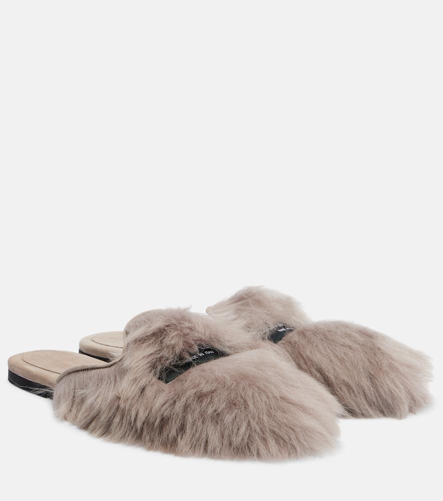 dolce & gabbana shearling mules
