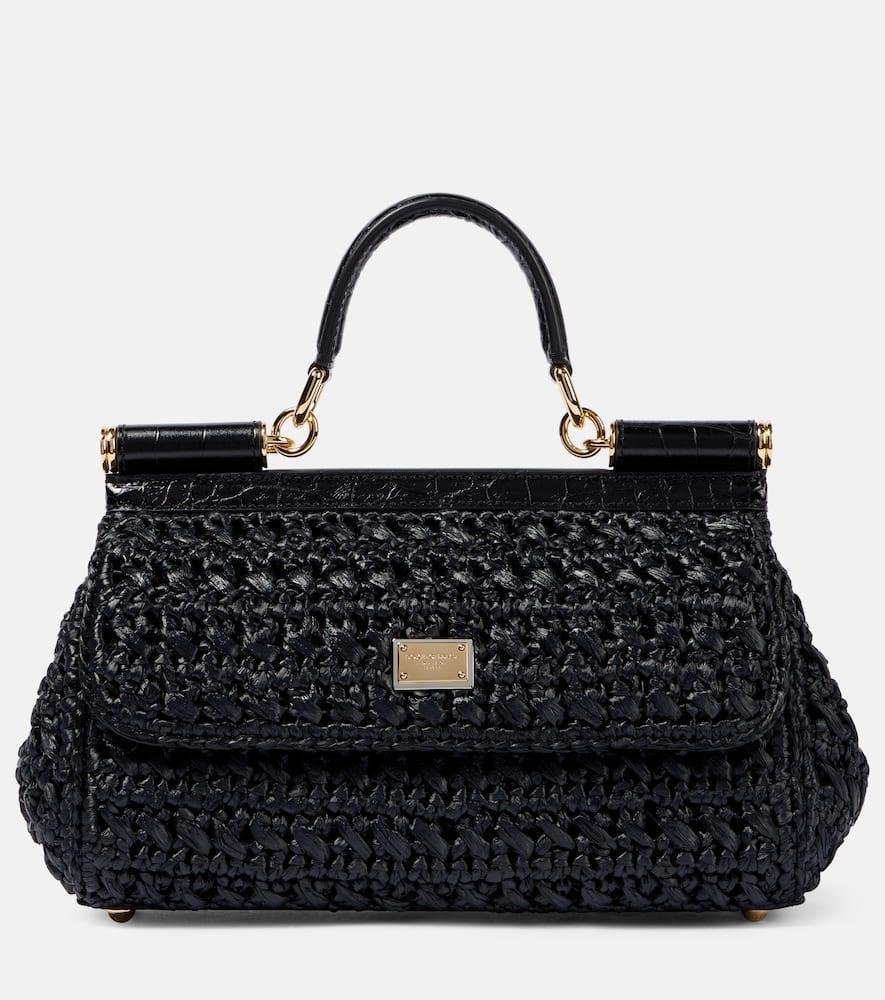 dolce & gabbana sicily medium raffia tote bag
