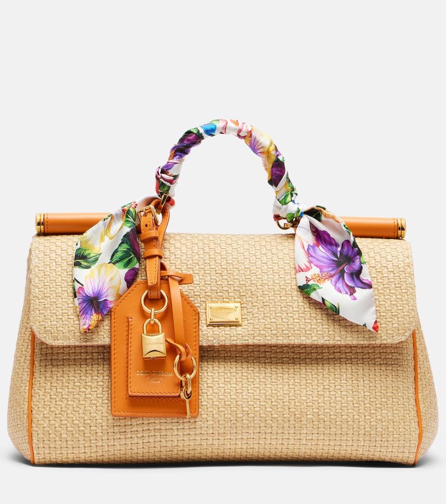 dolce & gabbana sicily small raffia top