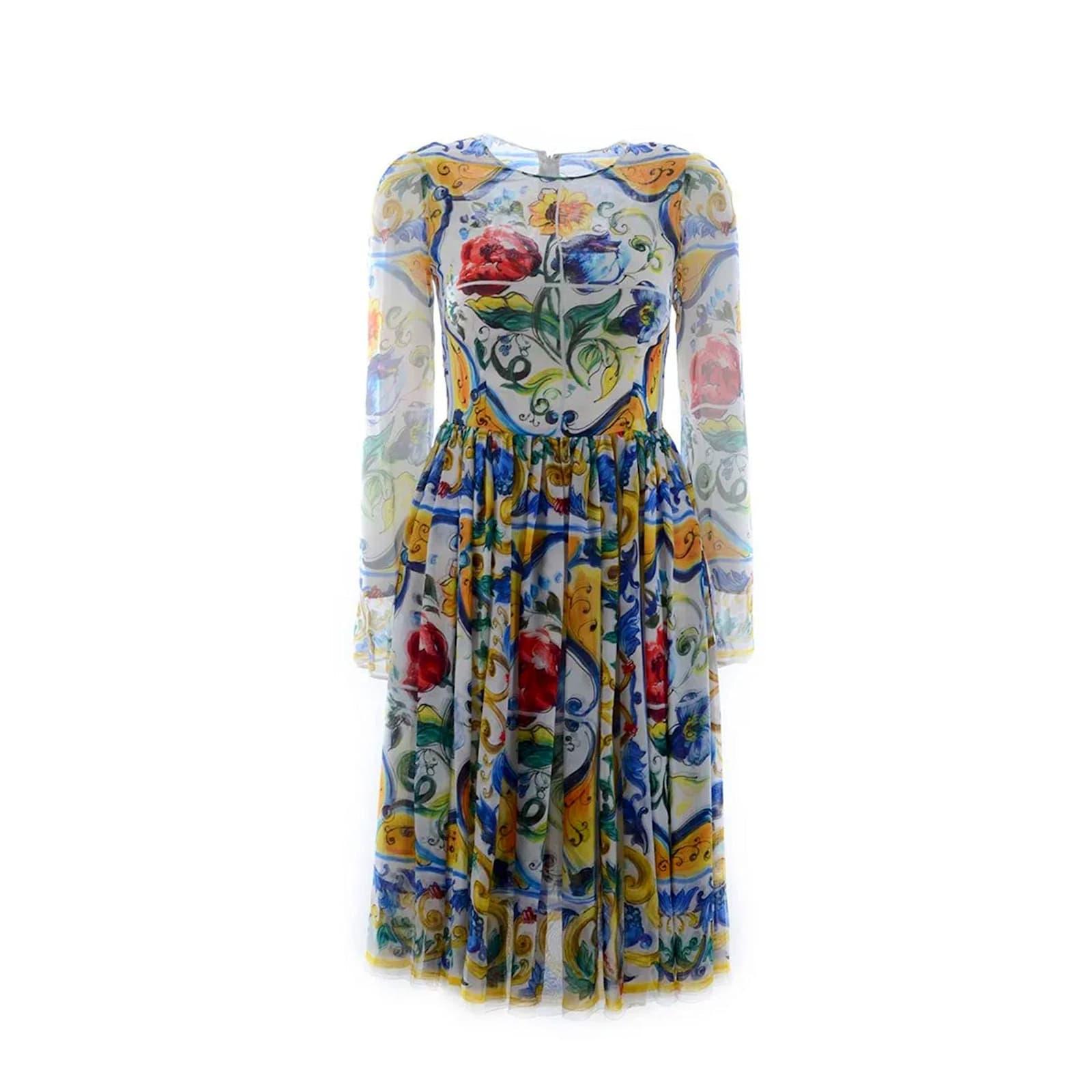 dolce & gabbana silk maiolica dress