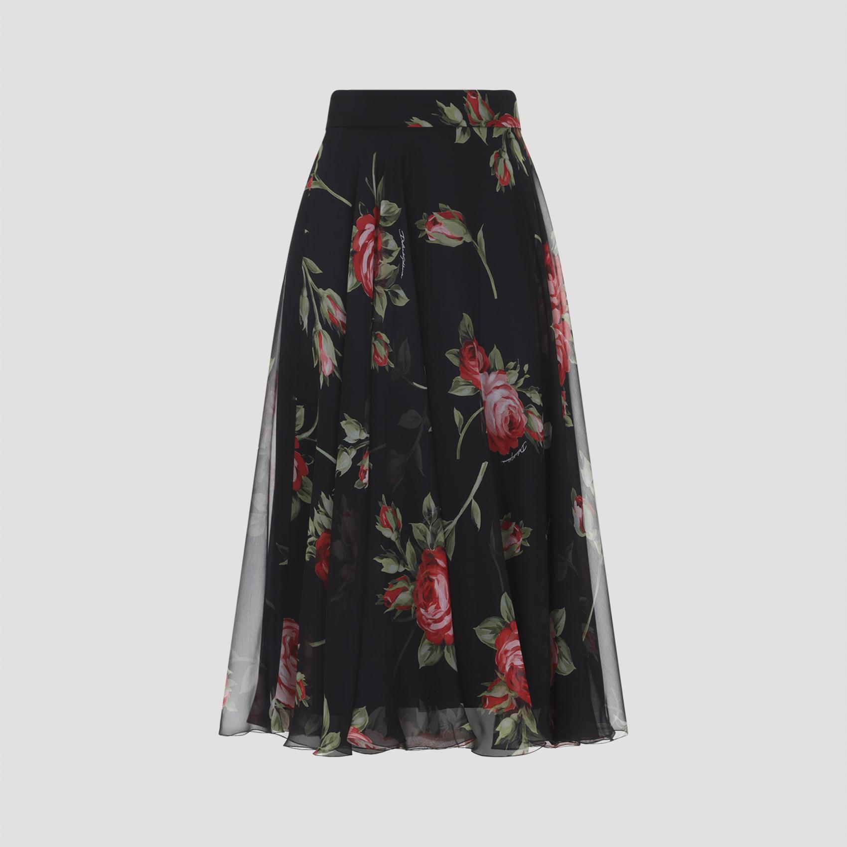 dolce & gabbana silk midi skirt black - women