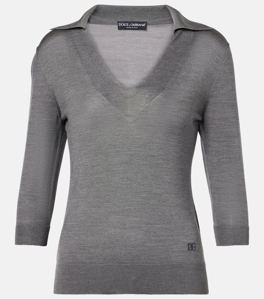 dolce & gabbana silk polo sweater