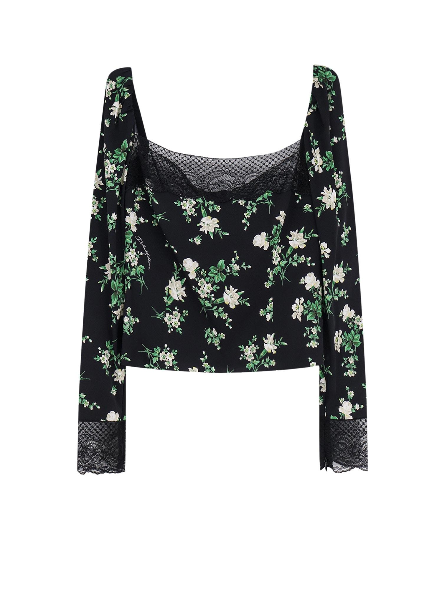 dolce & gabbana silk top with floral print