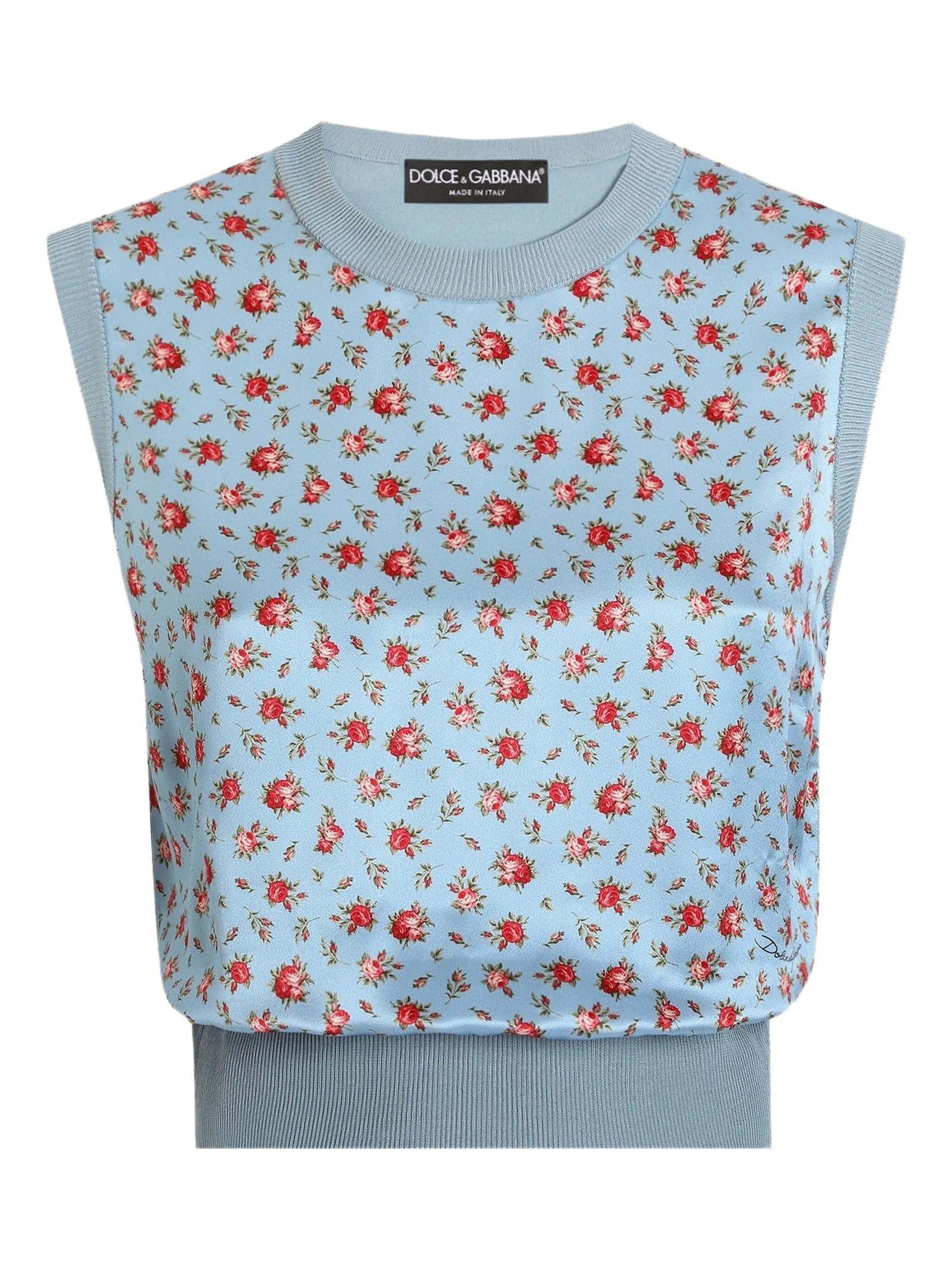 dolce & gabbana smanicato con twill blue top - women