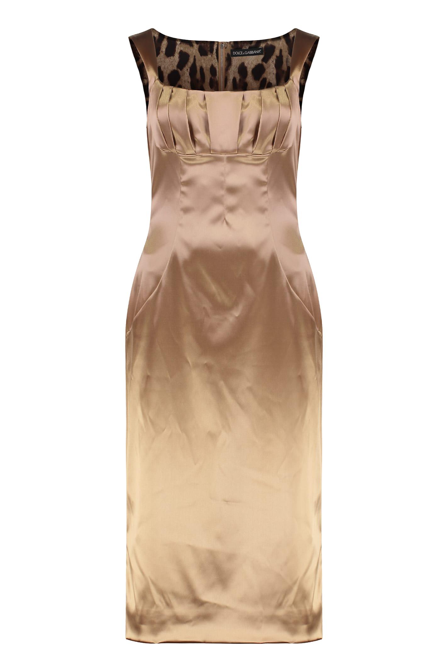 dolce & gabbana stretch satin long dress