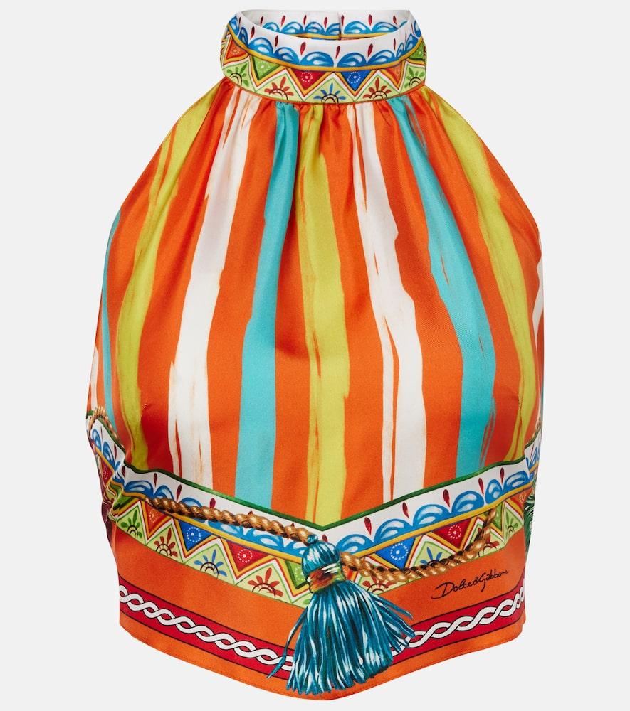 dolce & gabbana striped halterneck silk top