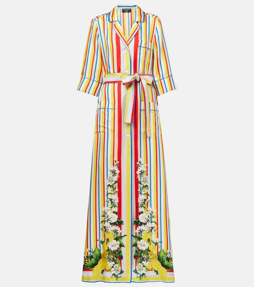 dolce & gabbana striped silk shirt dress