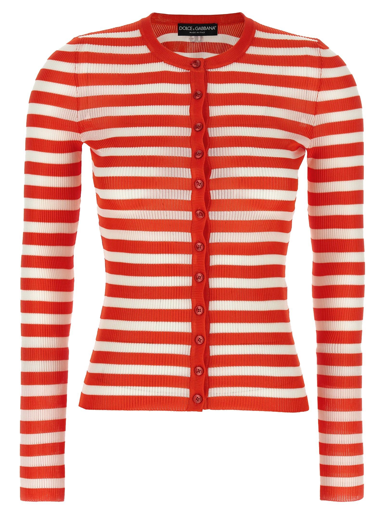 dolce & gabbana striped viscose cardigan