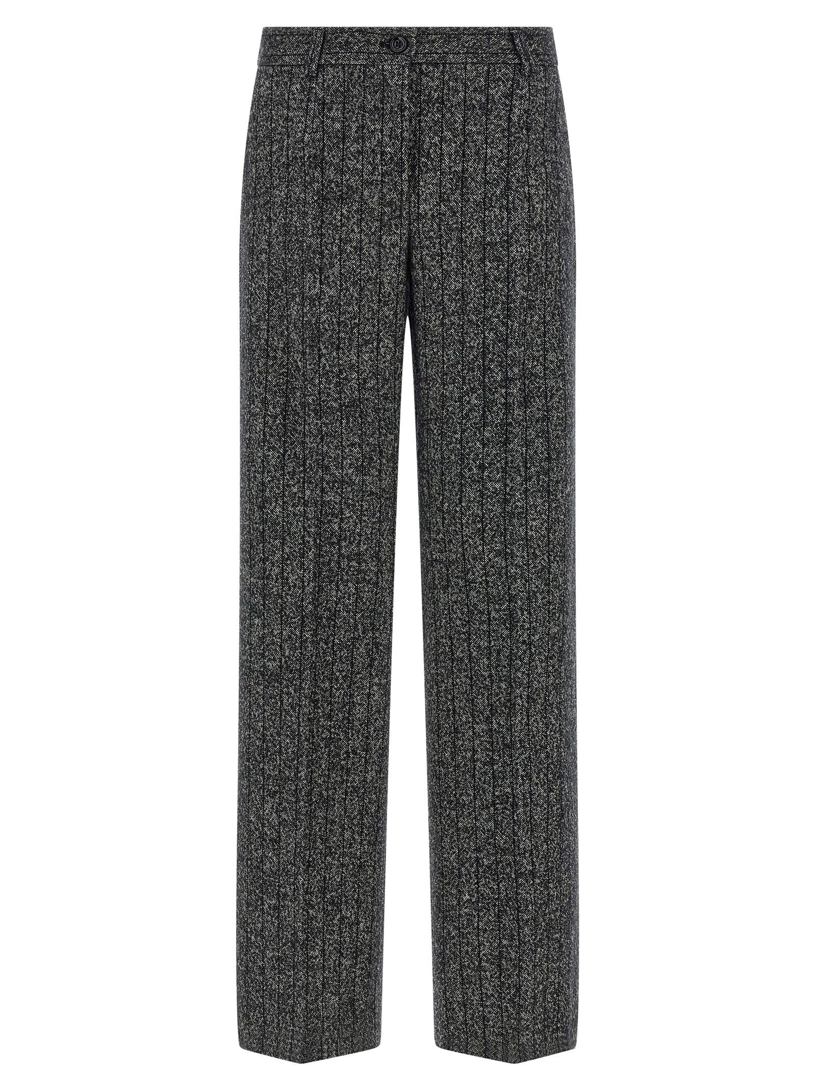 dolce & gabbana striped wool pants white/black - women