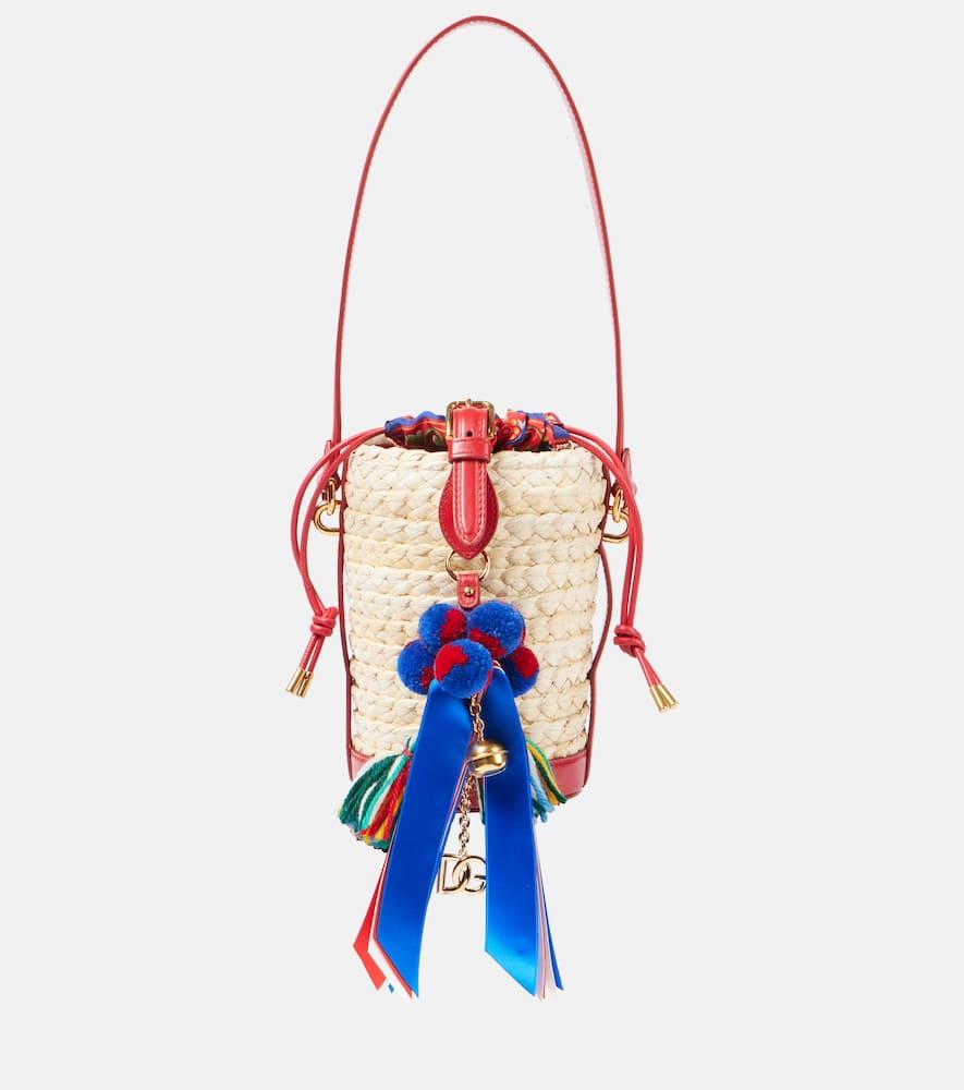 dolce & gabbana taormina carla medium raffia bucket bag