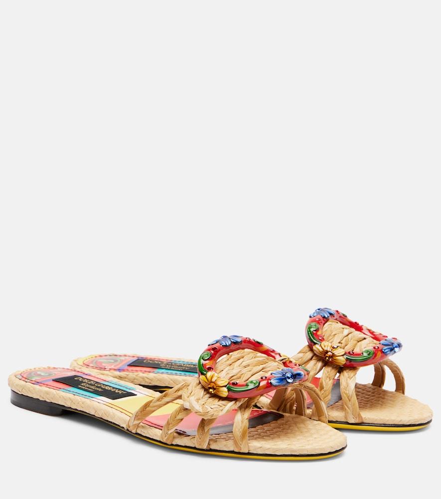 dolce & gabbana taormina embellished raffia sandals