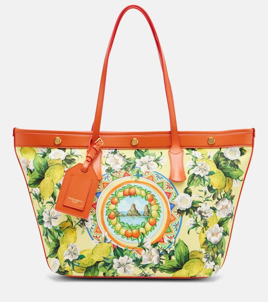 dolce & gabbana taormina large printed canvas shopper