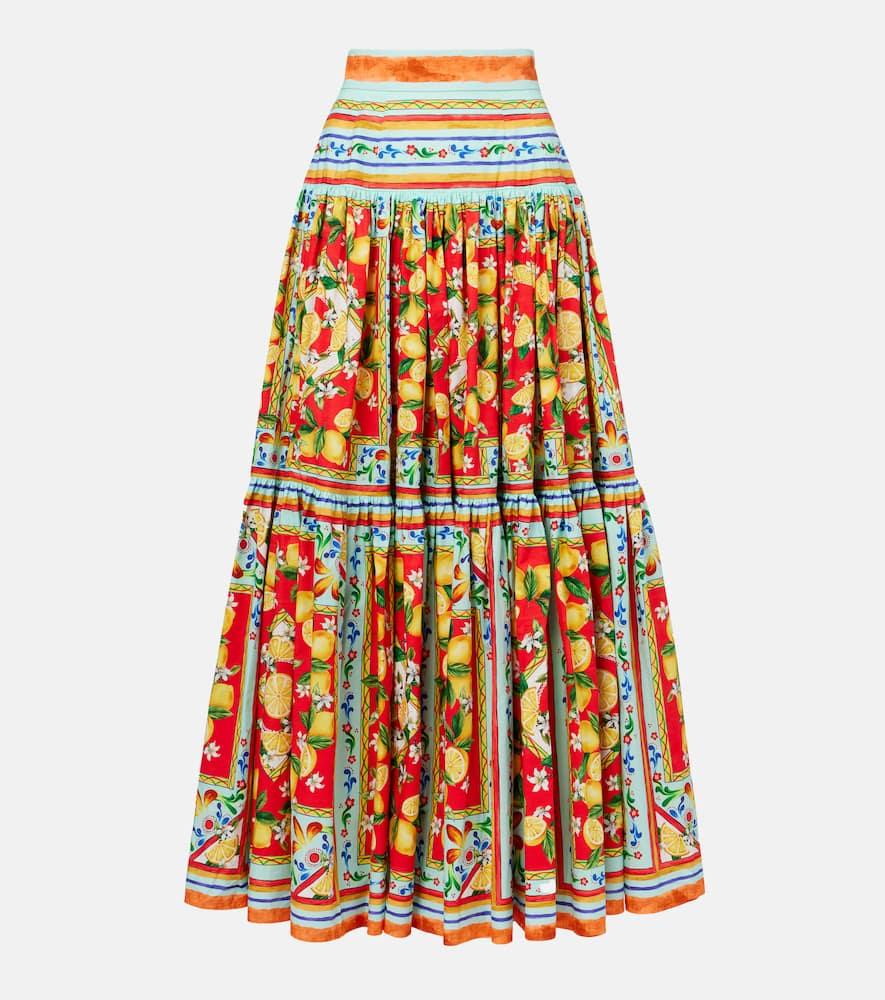 dolce & gabbana taormina printed cotton maxi skirt
