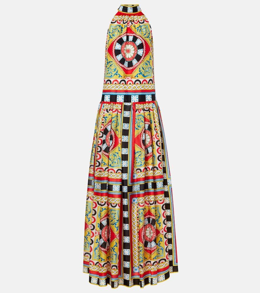 dolce & gabbana taormina printed halterneck silk gown