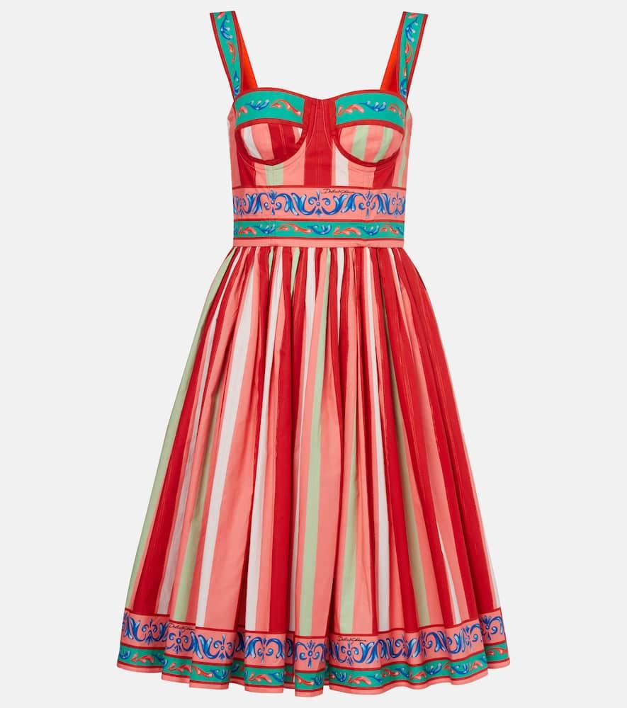 dolce & gabbana taormina striped cotton bustier dress