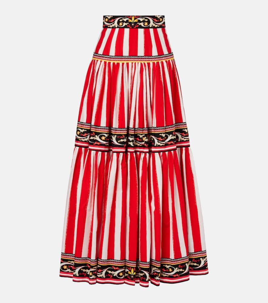 dolce & gabbana taormina striped cotton maxi skirt