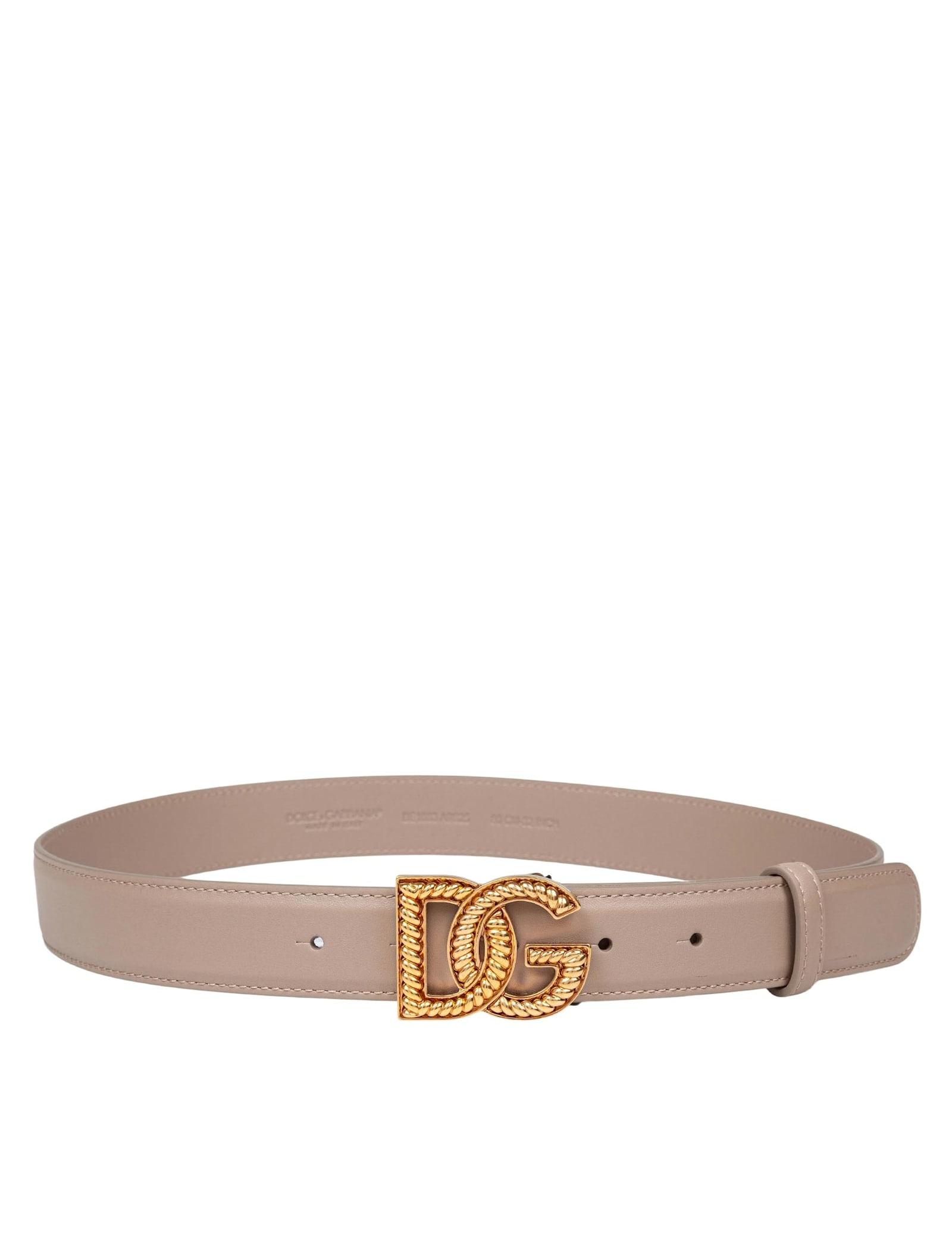 dolce & gabbana taupe plonge leather belt