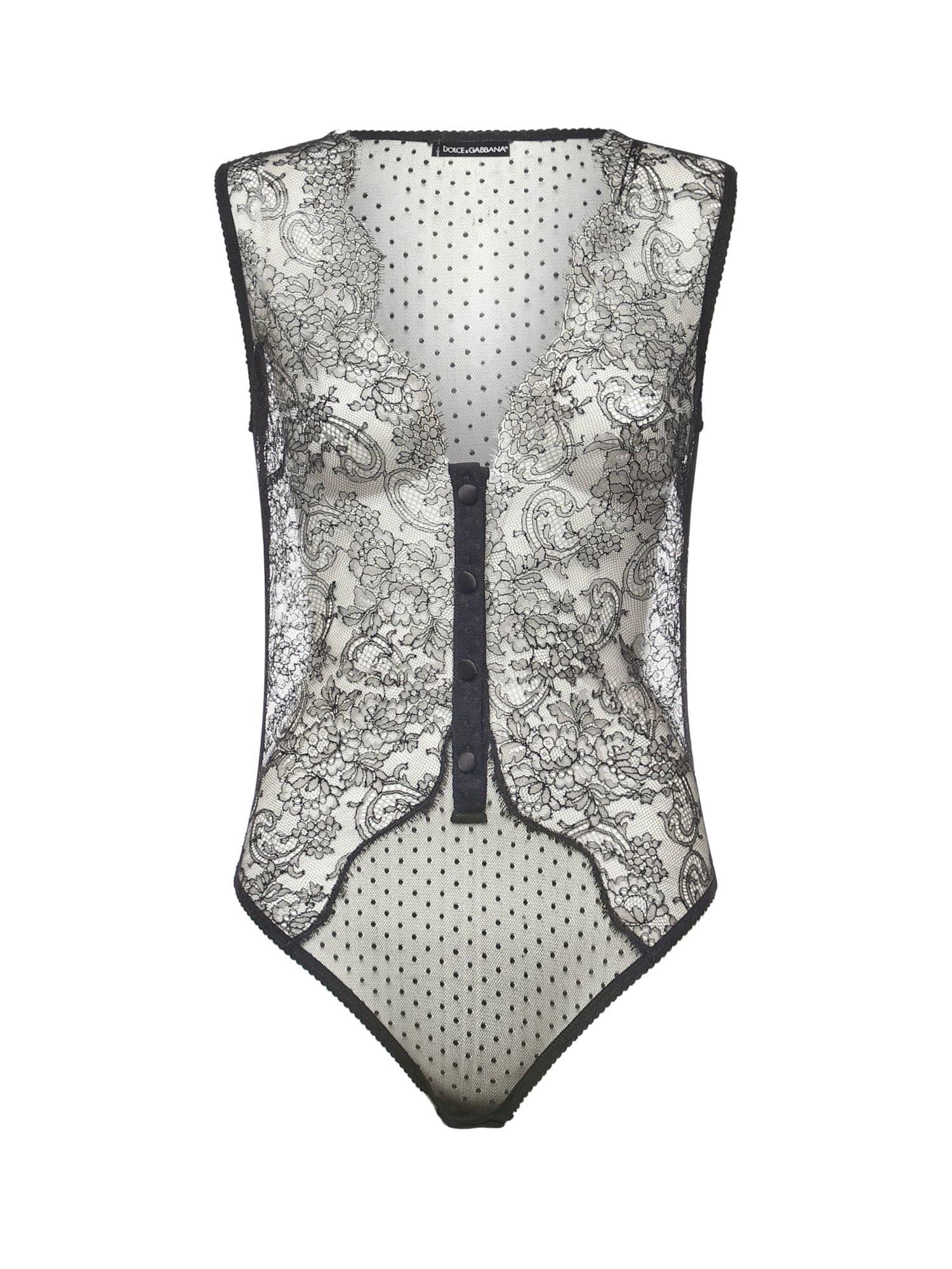 dolce & gabbana textured plumetis bodysuit