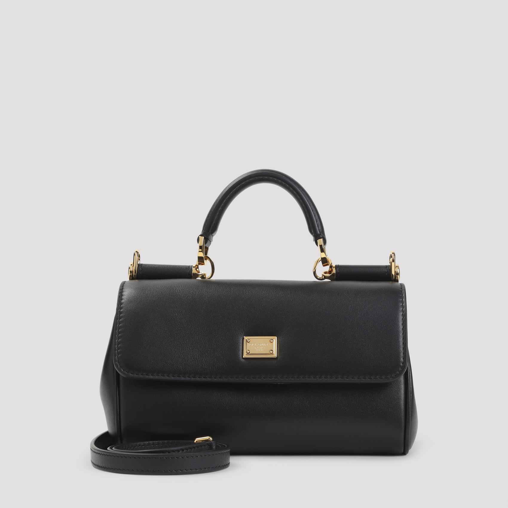 dolce & gabbana top handle bag black calf leather pvc - women