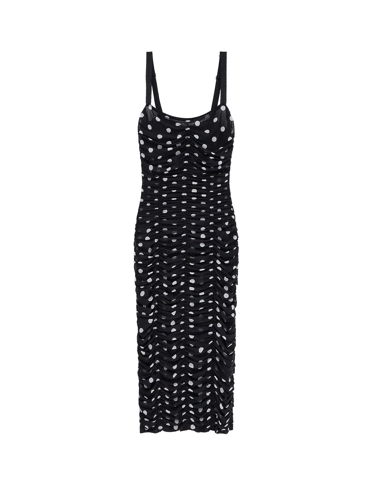 dolce & gabbana tulle dot print longuette dress