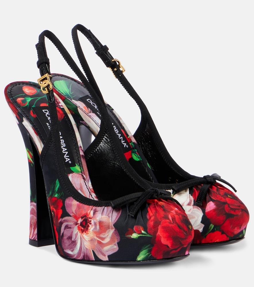 dolce & gabbana vally 105 floral satin slingback pumps