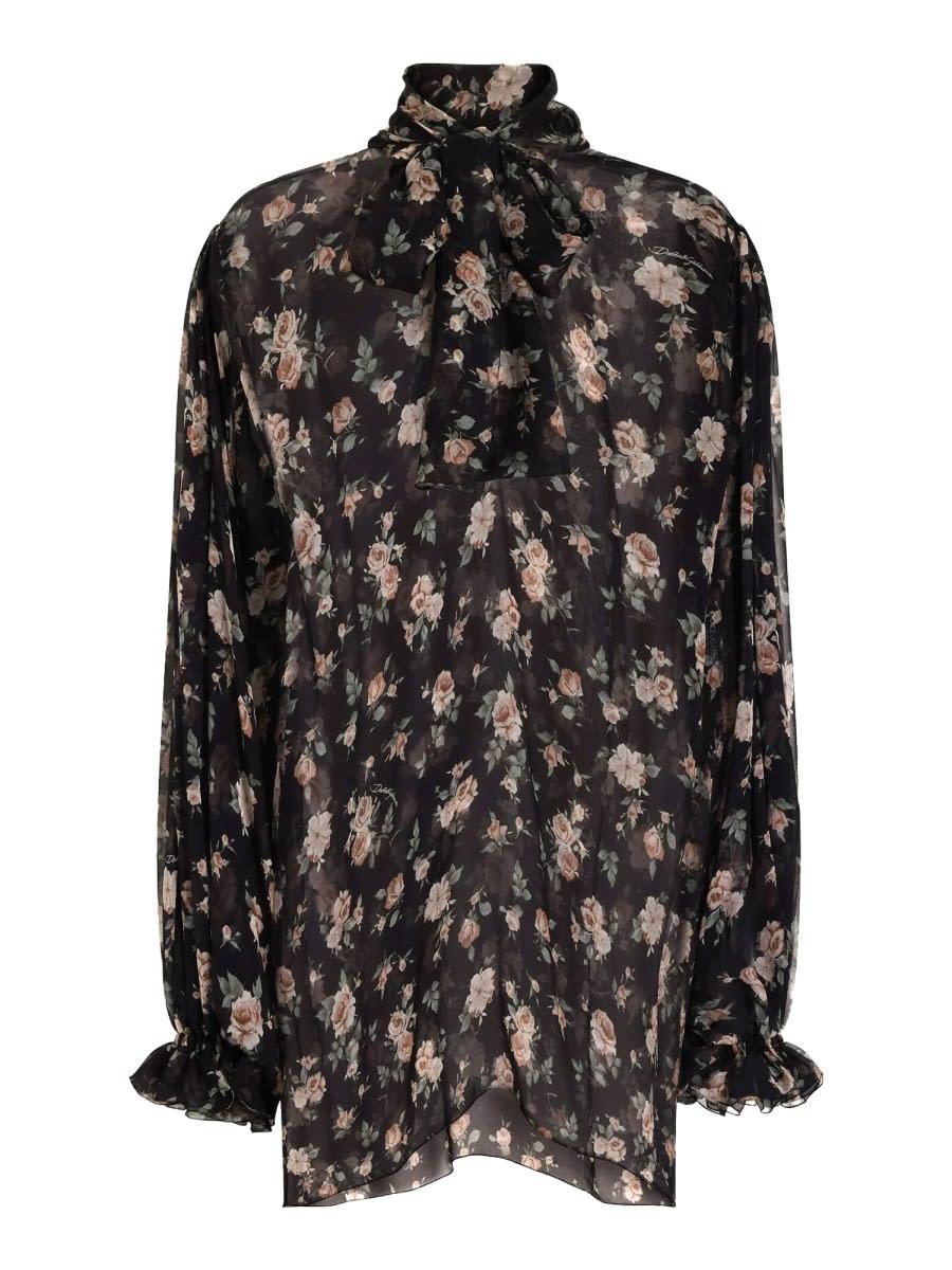 dolce & gabbana vintage rose print top