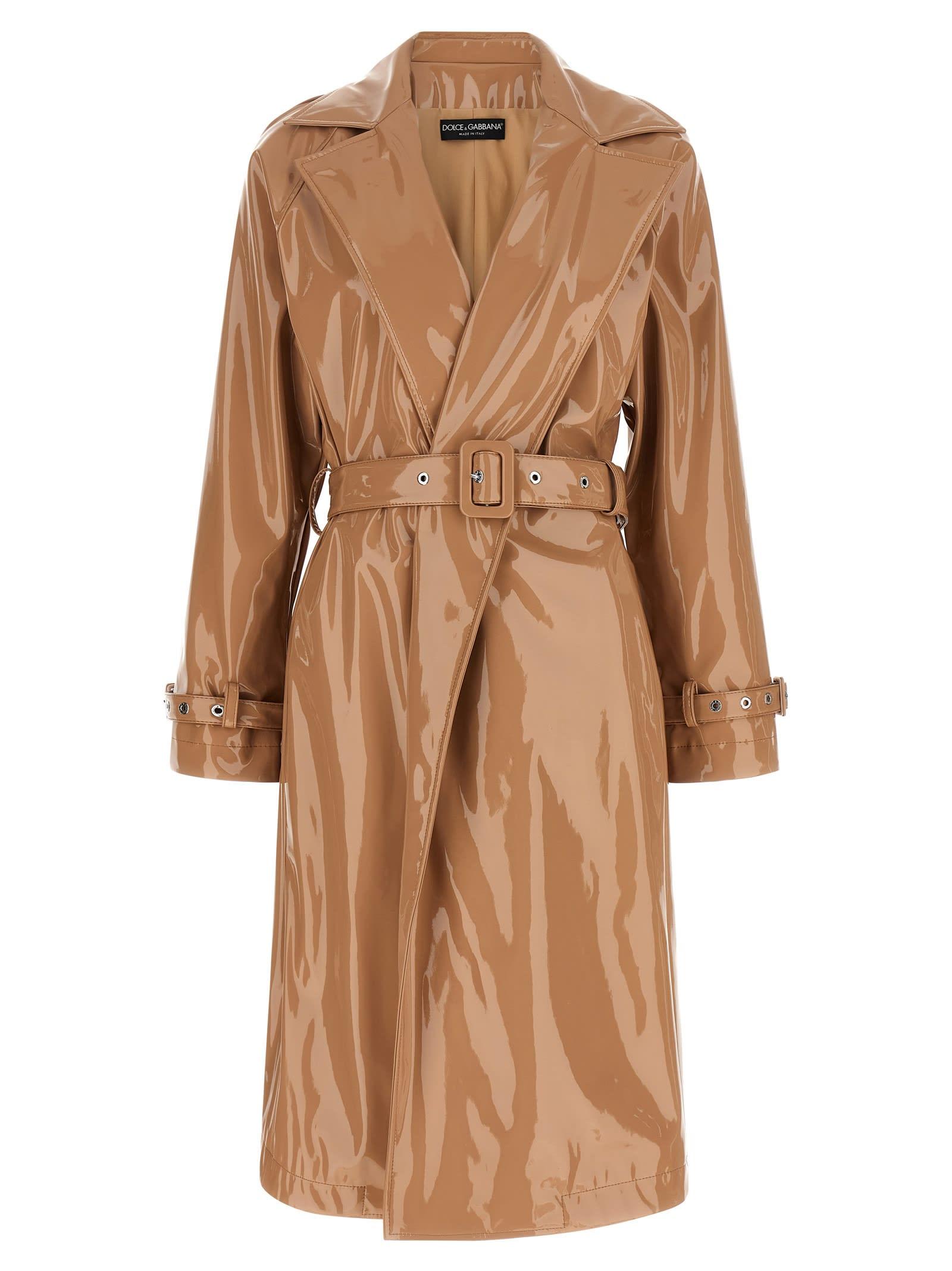 dolce & gabbana vinyl trench coat