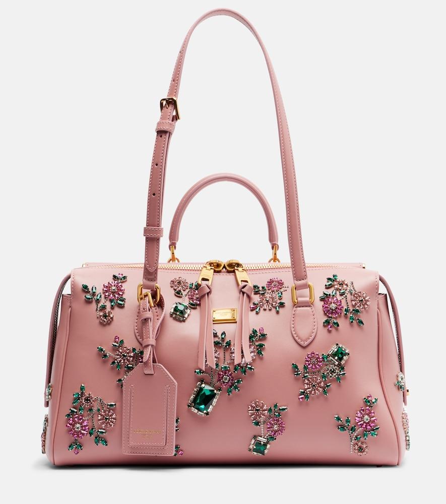 dolce & gabbana vittoria large embellished leather tote bag