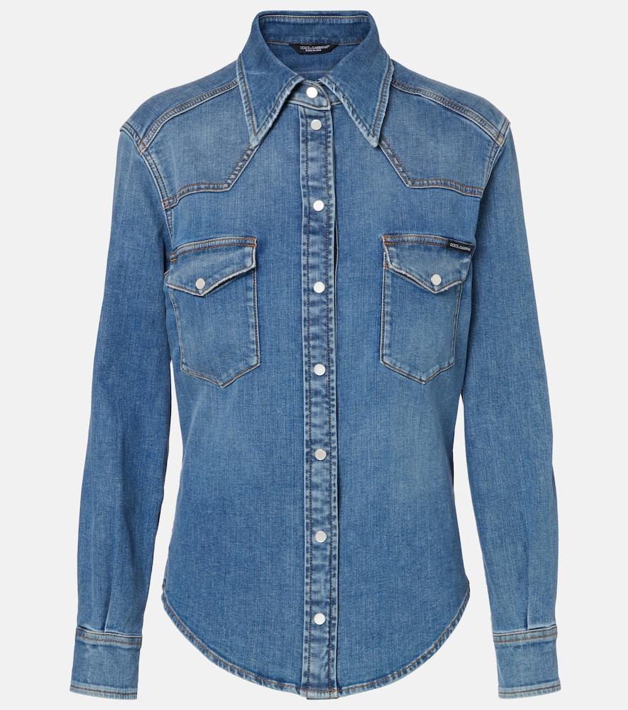 dolce & gabbana washed denim shirt