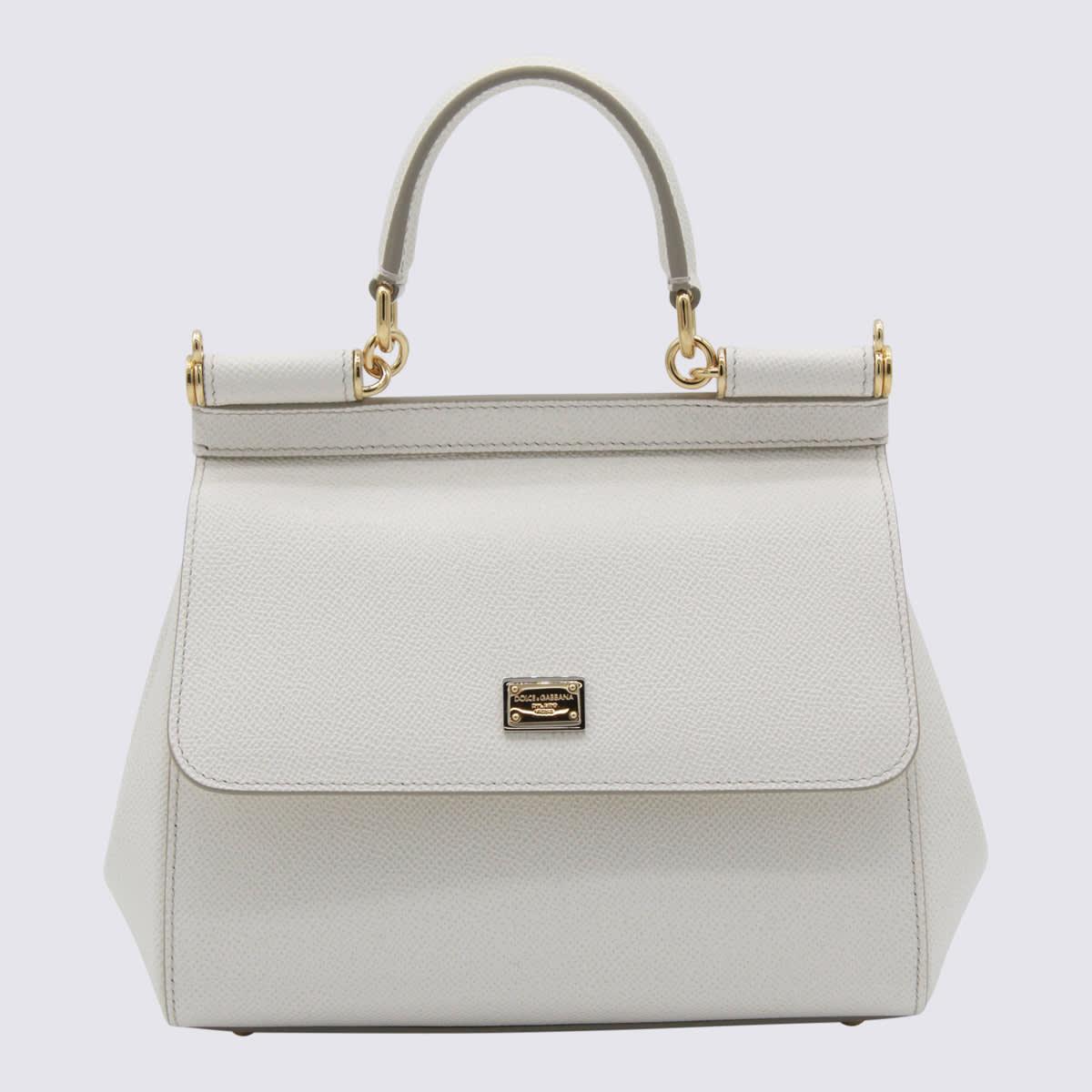 dolce & gabbana white leather sicily top handle bag