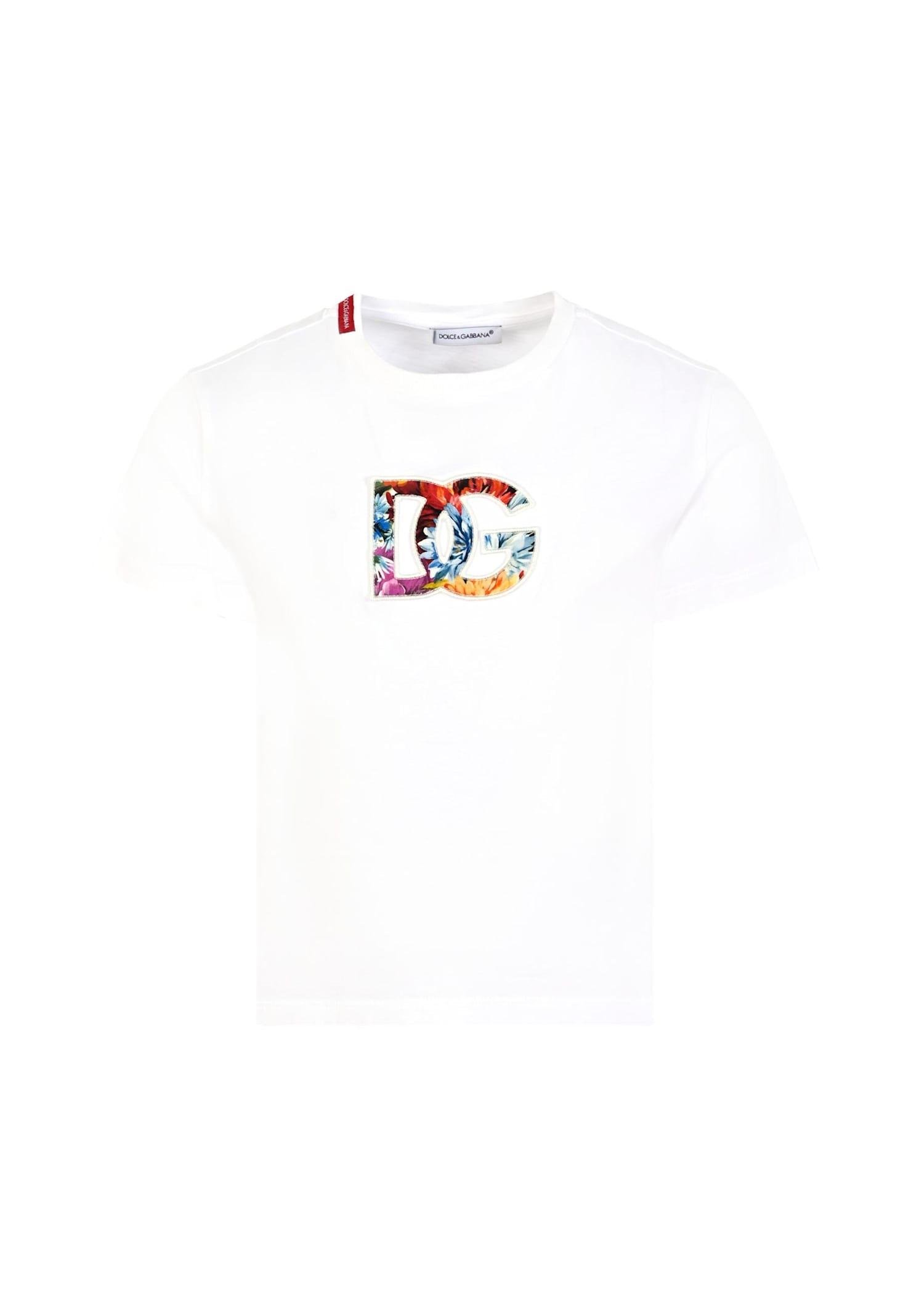 dolce & gabbana white t-shirt for girl with dg logo