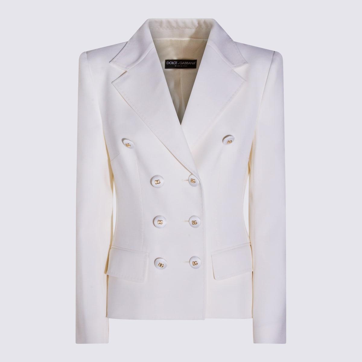 dolce & gabbana white wool blazer