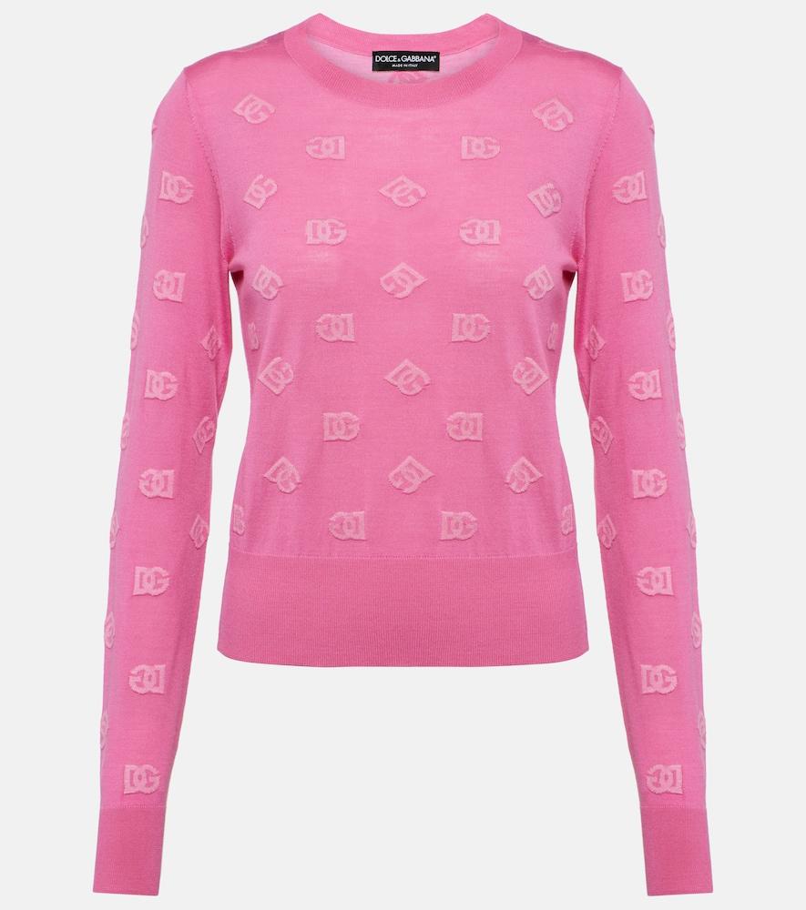 dolce & gabbana wool and silk jacquard sweater