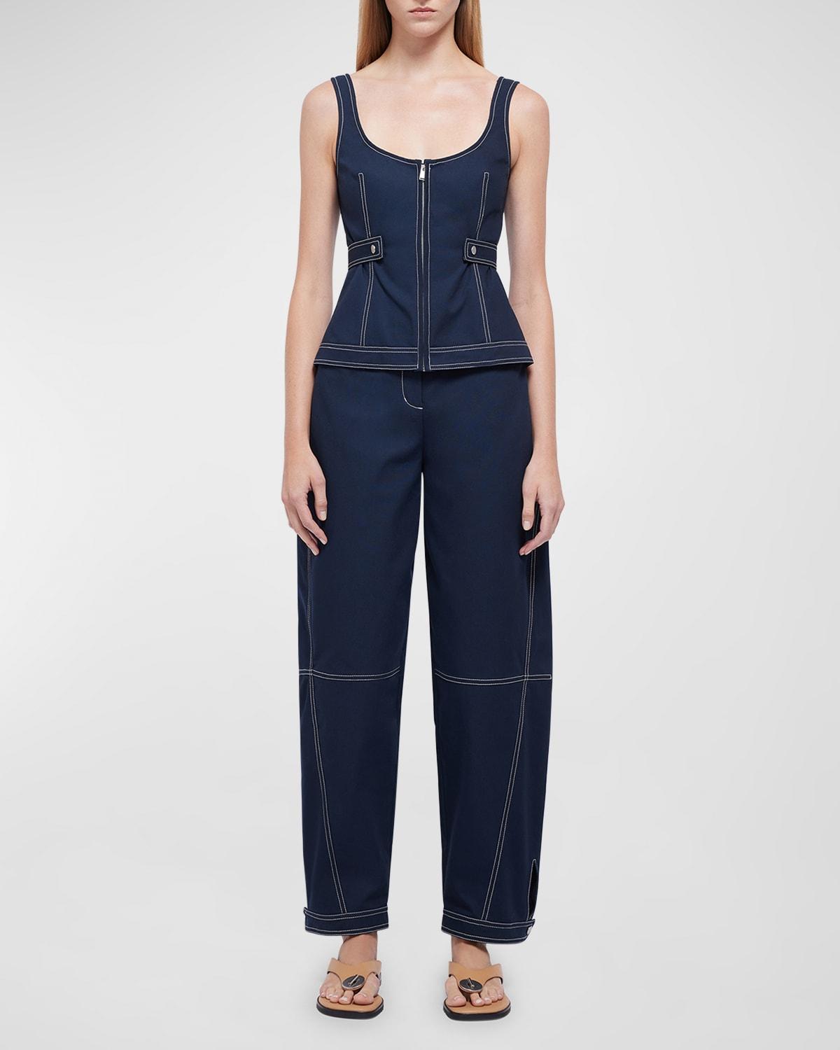 dolce topstitched sleeveless zip-up top