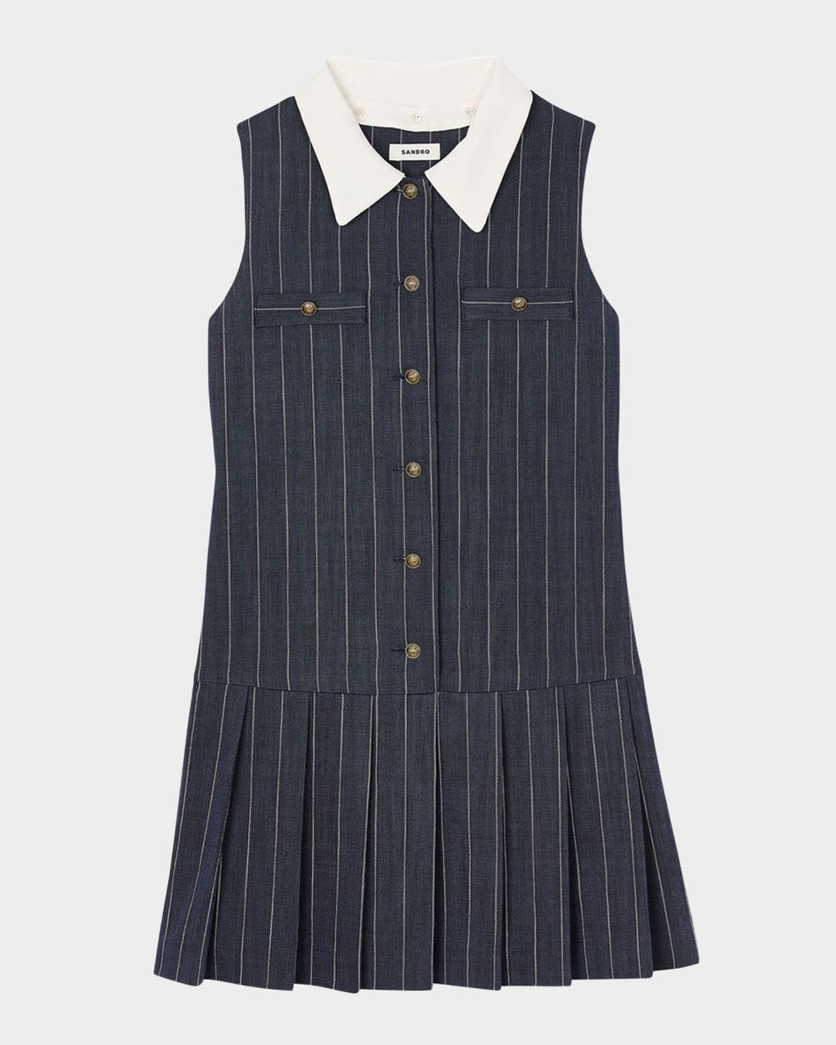 dolla pinstriped drop-waist mini dress