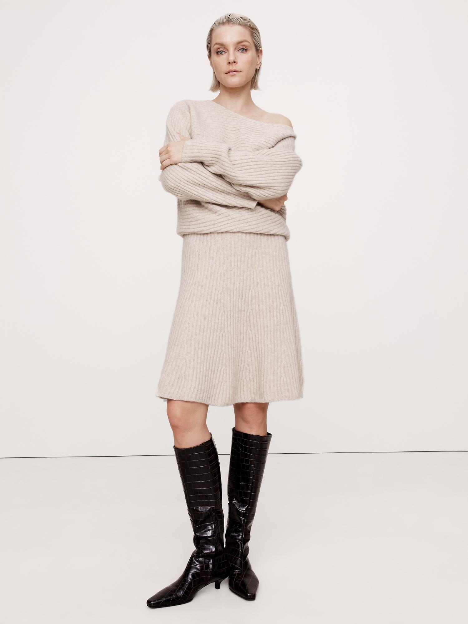 dolman ribbed mini sweater dress