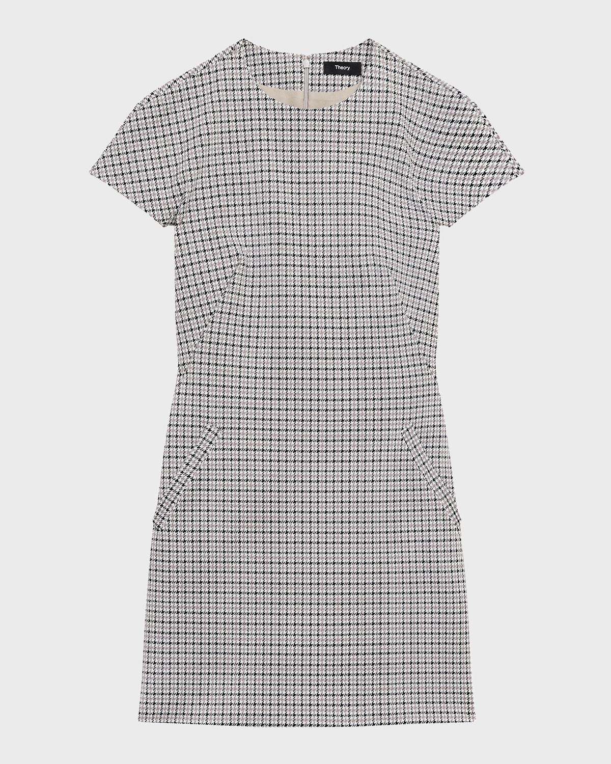 dolman short-sleeve houndstooth mini dress