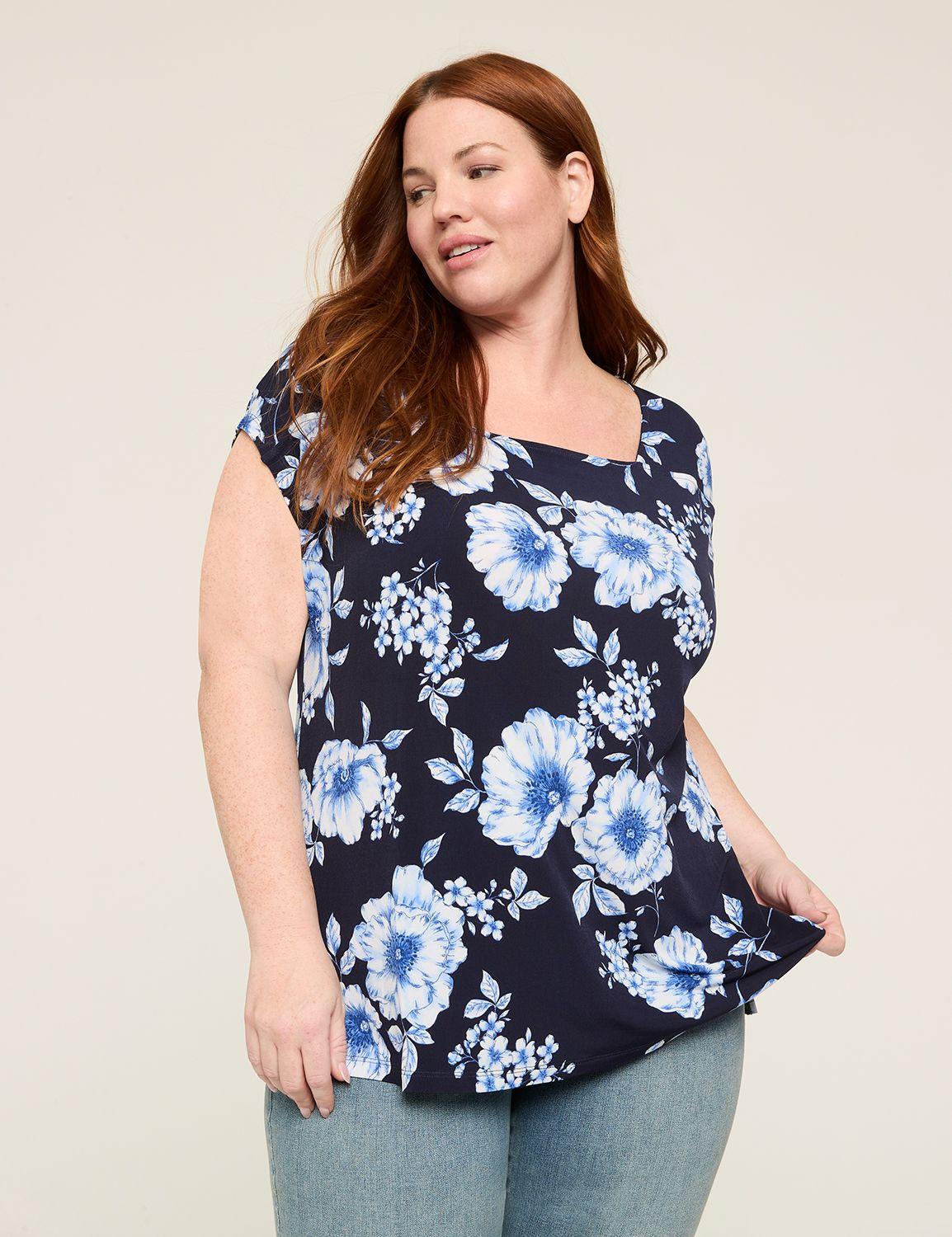 dolman short-sleeve square-neck top
