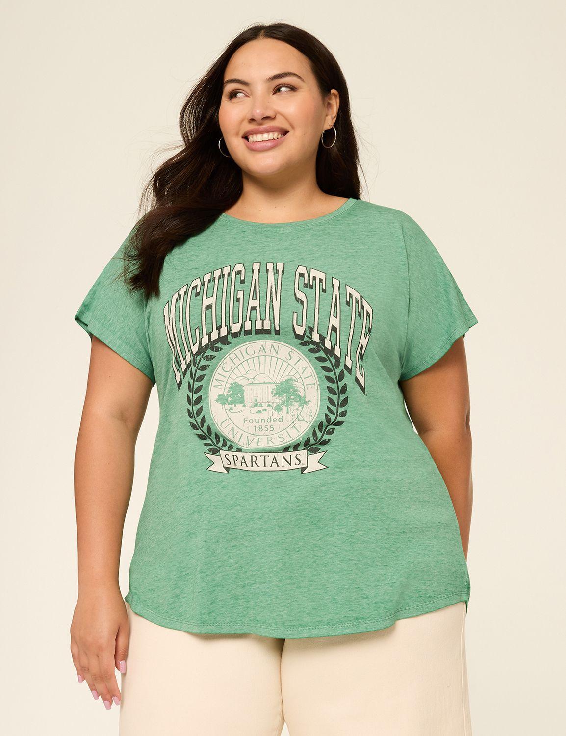 dolman-sleeve michigan state graphic tee